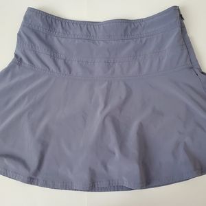 Athleta Skort Women’s 8P Skirt Flared Blue Gray Tennis Hiking Zipper Pocket
